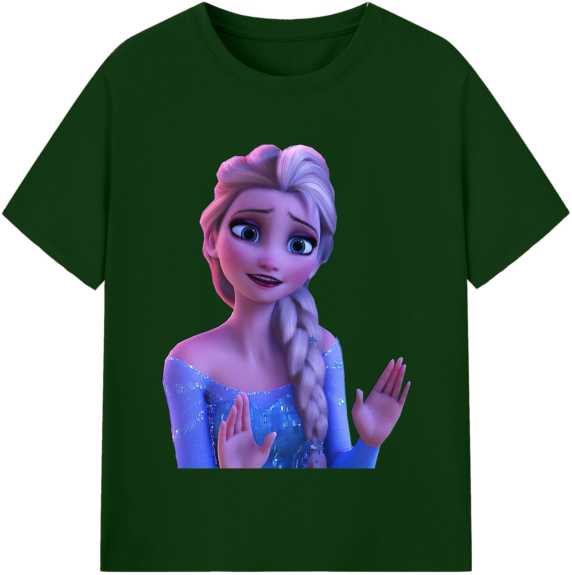 （画像用） アナと雪の女王 アンナ エルサ Frozen Anna Elsa 綿100％半袖Tシャツ（フロントプリント）